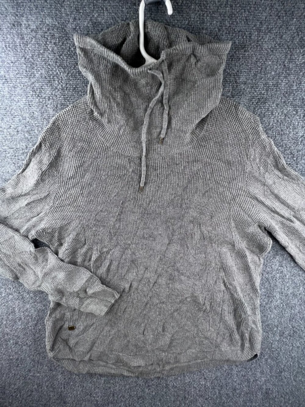 Lauren Ralph Lauren Women’s Sweater Gray XL Waffle Knit Hooded Long Sleeve